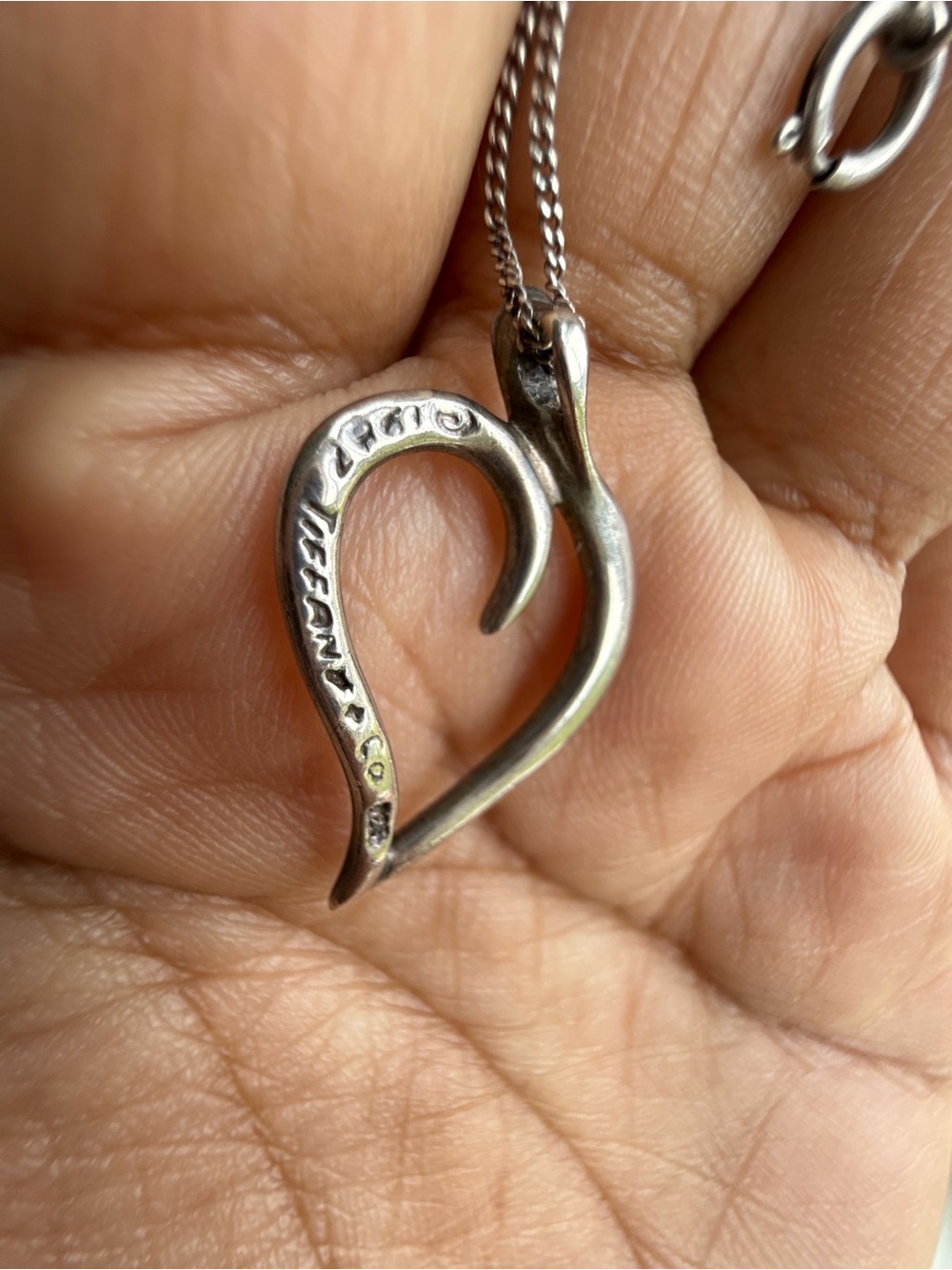 Tiffany & Co. Silver Open Heart Pendant Necklace with Blue Box - Picture 3 of 10